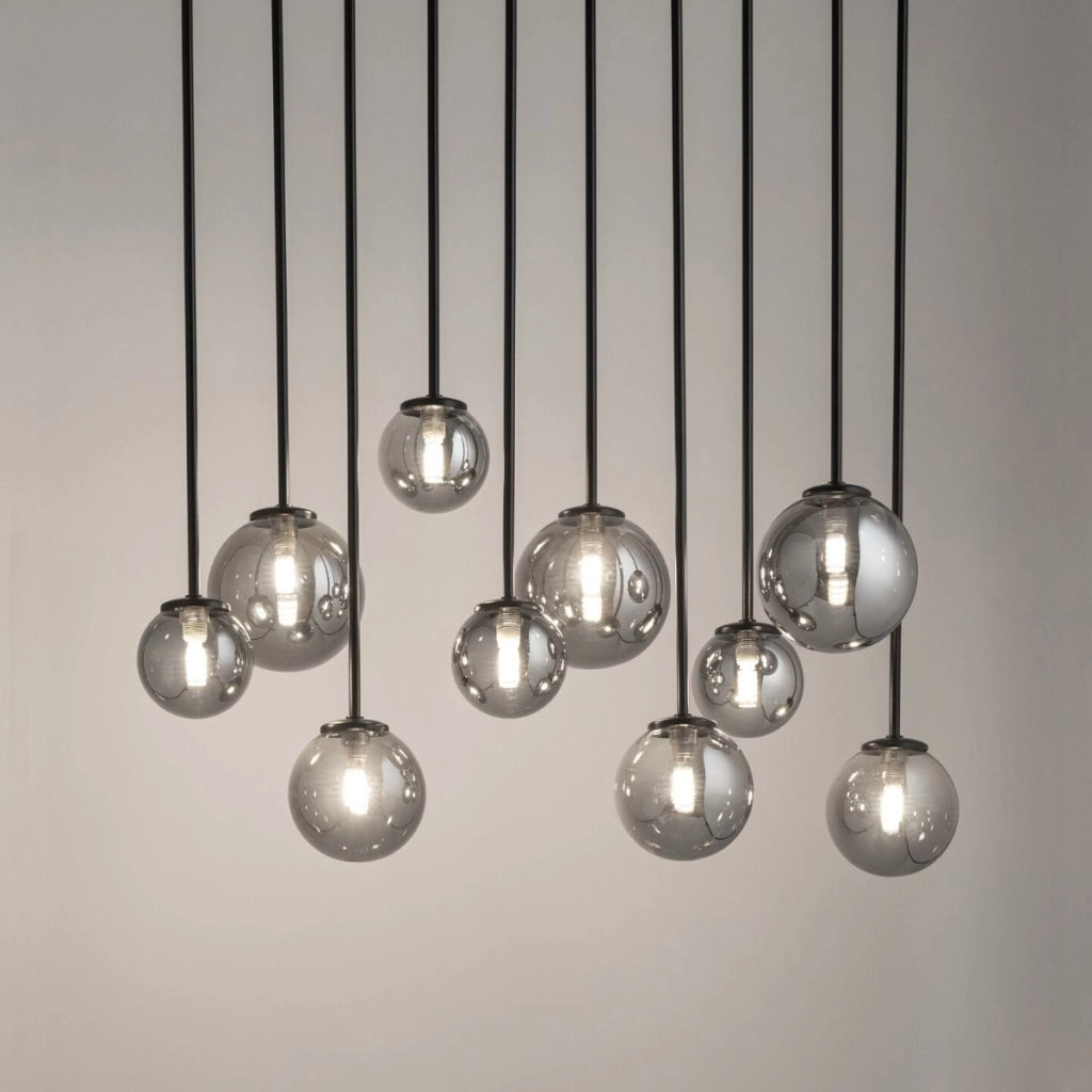 Lampada a sospensione Tulia 10 sfere grigie G9 Sigma