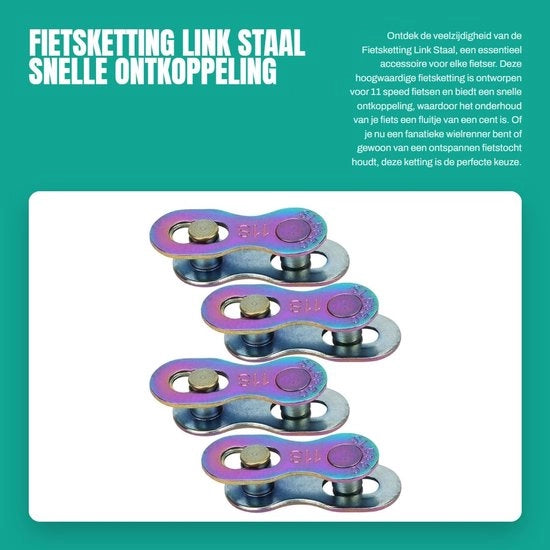 Catenaccio per bicicletta in acciaio - 11 velocità - catena con connessione rapida - accessorio per bicicletta - set di manutenzione - compatibile con biciclette - catena per bicicletta