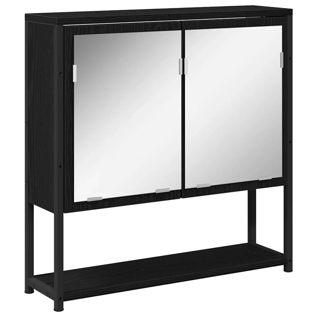 Set di mobili per il bagno 2 pcs Nero Legno multistrato 3334321