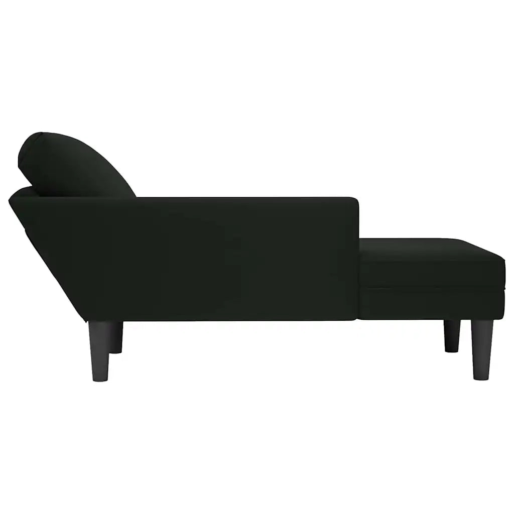 Sdraio con Cuscino e Bracciolo Destro in Velluto Nero 4009812