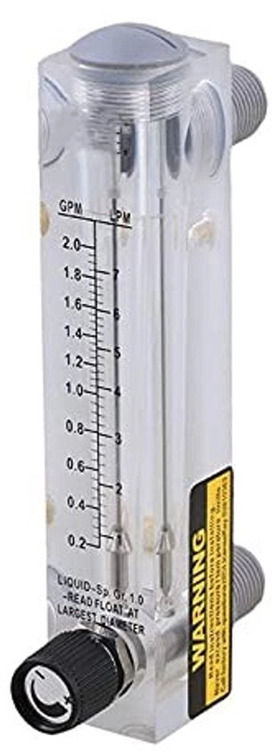 Debitometro 0.1-1 GPM - Manopola Regolabile - Acrilico - Liquido - 1/2" Cavo Esterno - 1/4" Cavo Interno - Materiale Duraturo - Contatore di Flusso