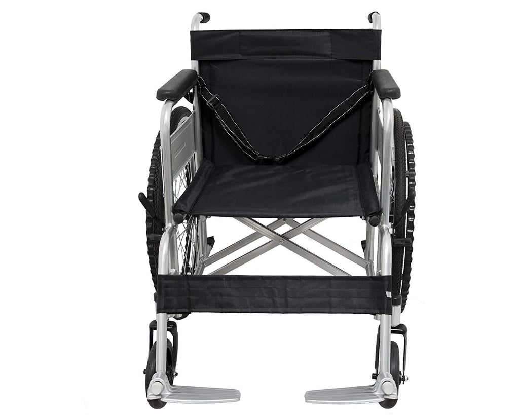 Carrozzina Per Disabili Anziani Leggera Ad Autospinta Pieghevole Telaio Robusto Ergonomico In Acciaio Con Auto Spinta Cintura Di Sicurezza Braccioli Poggiapiedi Estraibili Grigio