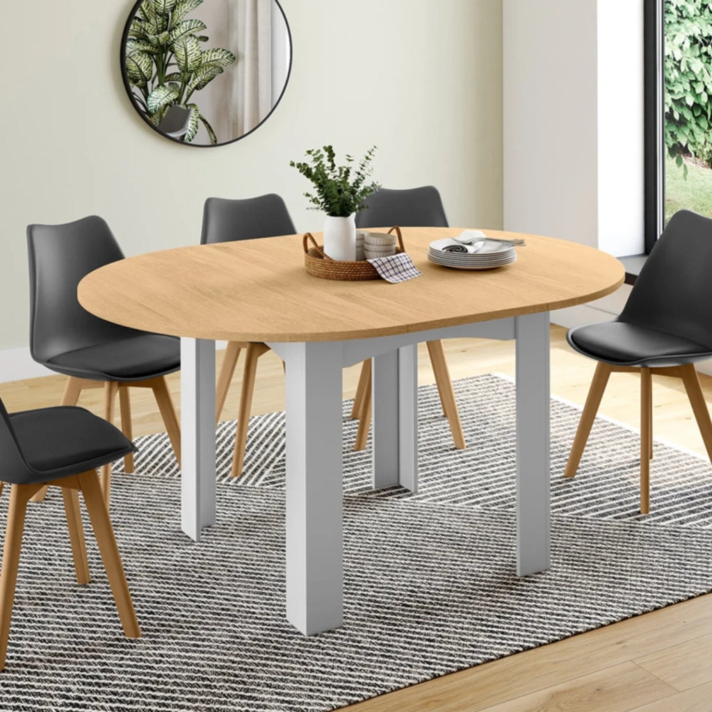 IDMarket - DONA tavolo da pranzo rotondo allungabile 4-8 persone piano faggio bianco 110-150 cm