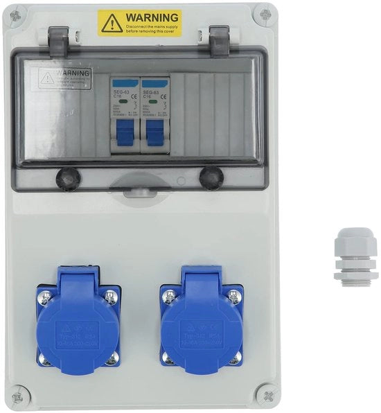 Distributore di corrente 2 posizioni - Stabilizzatore 16A - Interruttore di corrente - Distributore di corrente per edifici - IP65 Impermeabile - Realizzato in ABS di alta qualità