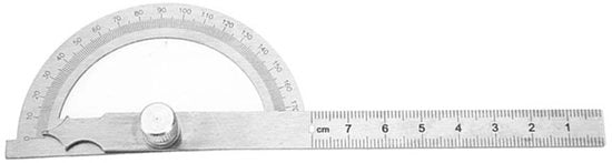 Misuratore angolare 180 gradi - Righello - Acciaio inossidabile - Regolabile - Viti di blocco - Scala chiara - Protractor