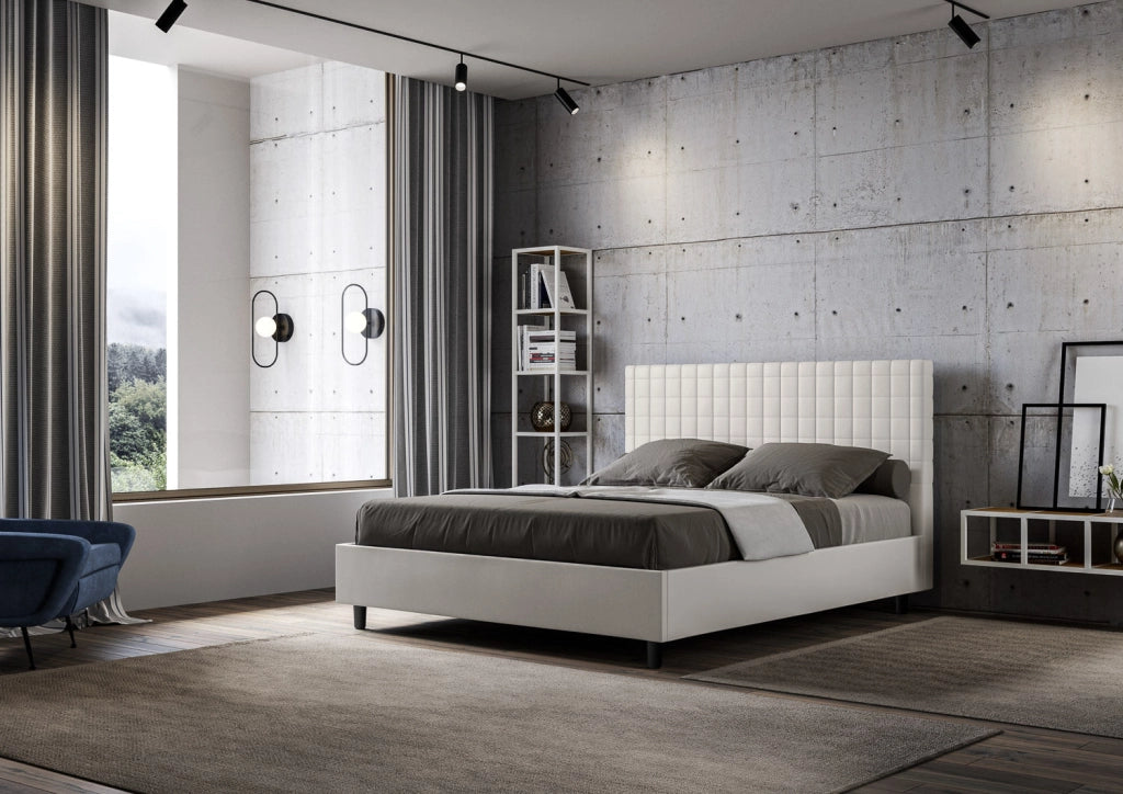 Letto Matrimoniale Francese 140x200 cm con Rete Sunny Bianco