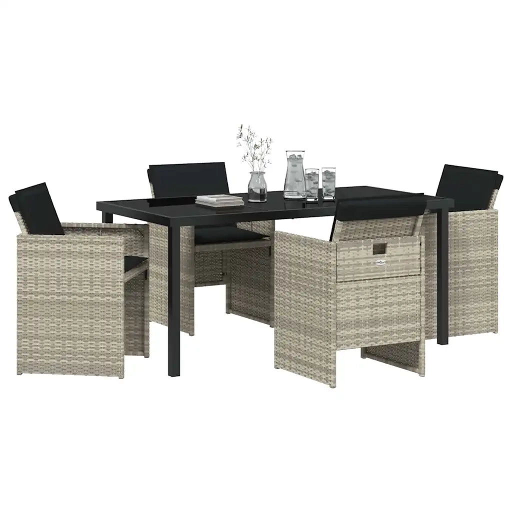 Set da Pranzo per Giardino 5 pcs Grigio chiaro polyrattan