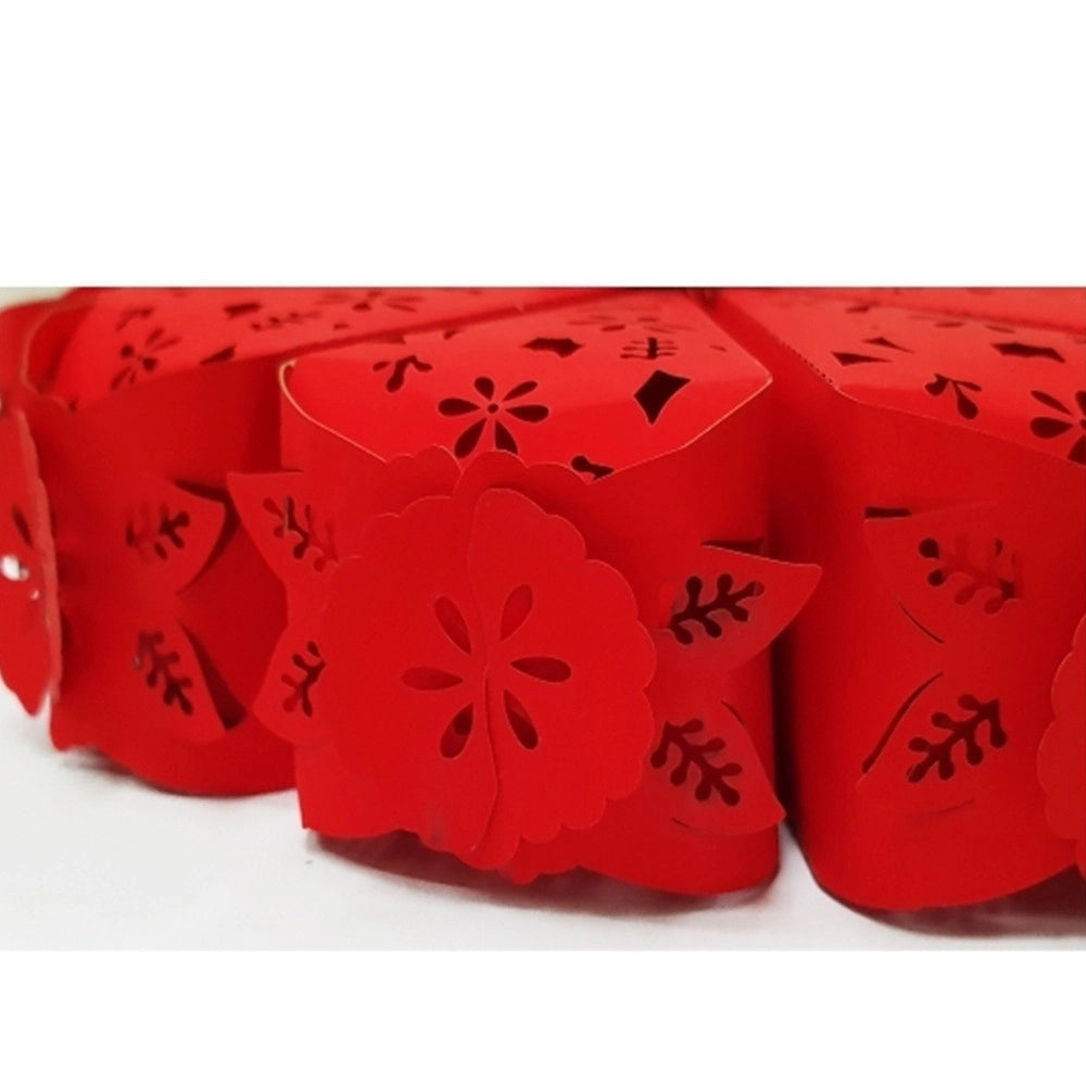 Trade Shop - Set 10 Bomboniera Bomboniere Scatolina Spicchi Torta Rosso Fiore Portaconfetti -
