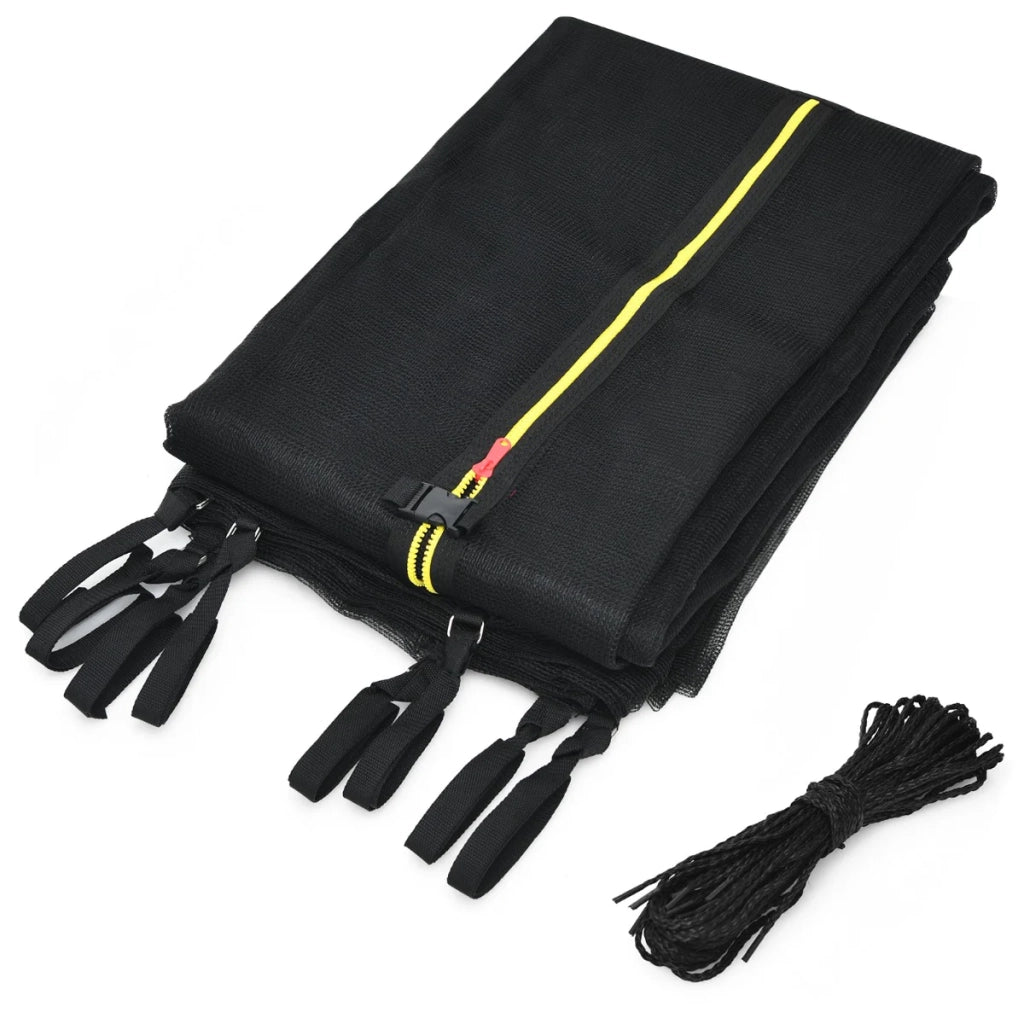 Rete di sicurezza rotonda per trampolino da 366 cm con 8 pali doppia cerniera e fibbie di sicurezza per uso esterno in PE nero 20_0019311