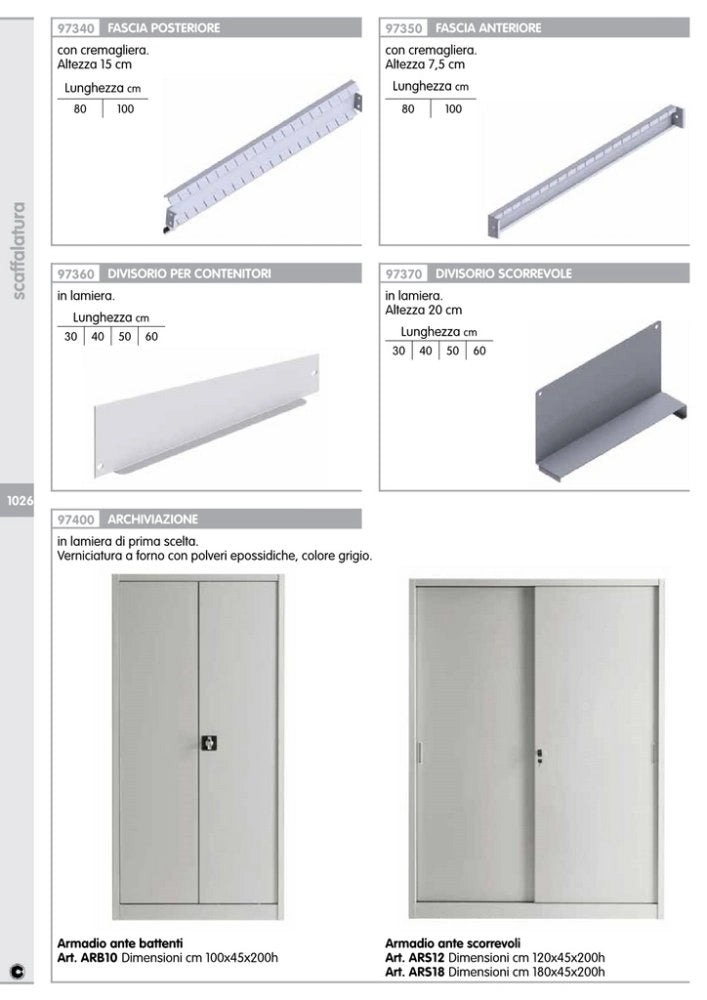 1pz metallo-armadio per ufficio ars18 dimensioni cm 180x45x200h colore grigio cod:ferx.11603
