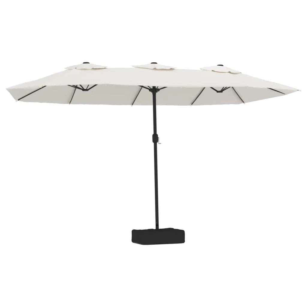 Ombrellone a Doppia Testa con LED-Ombrello da giardino Bianco Sabbia 449x265 cm