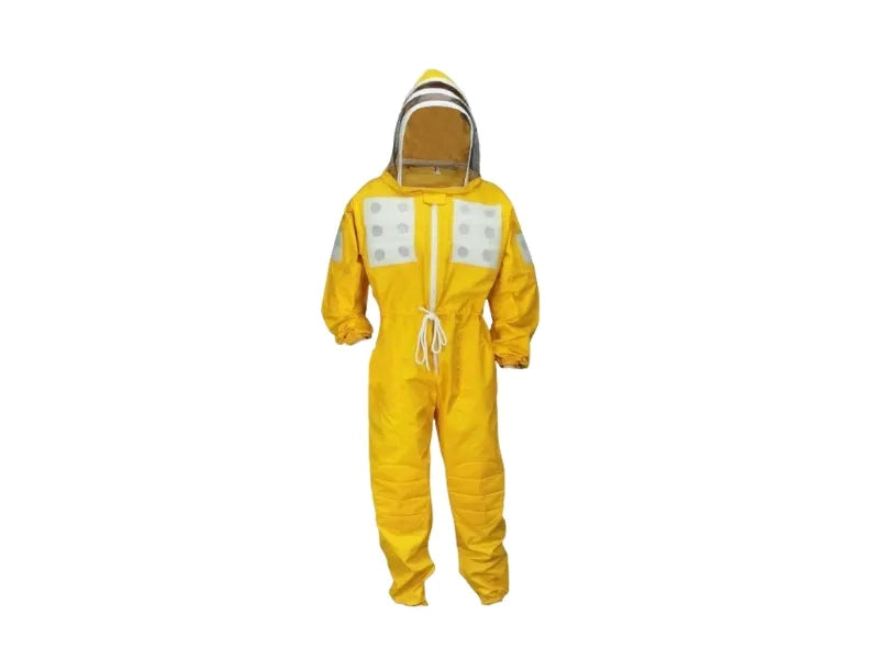 275-GL Tuta gialla spaziale 100% cotone con cappuccio a velo e 8 tasche - XL