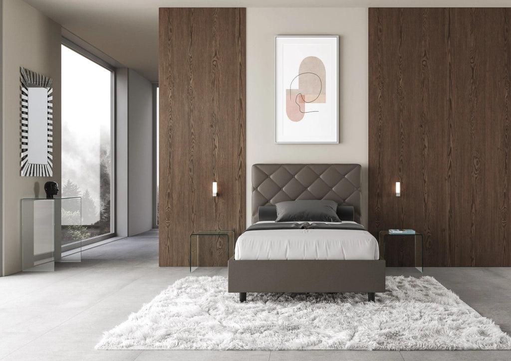 Letto Matrimoniale 160x210 cm Senza Rete Priya Cappuccino