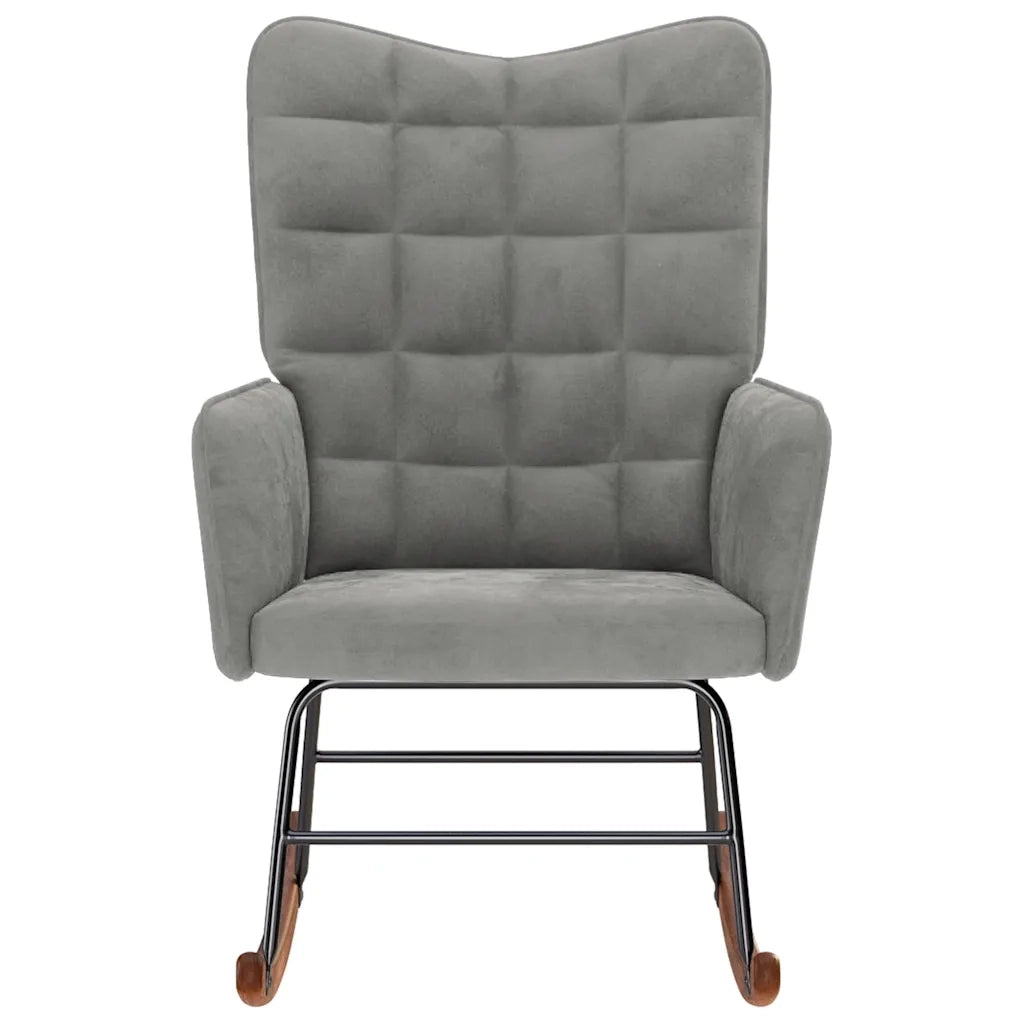 Sedia a Dondolo Grigio Chiaro in Velluto 4016832