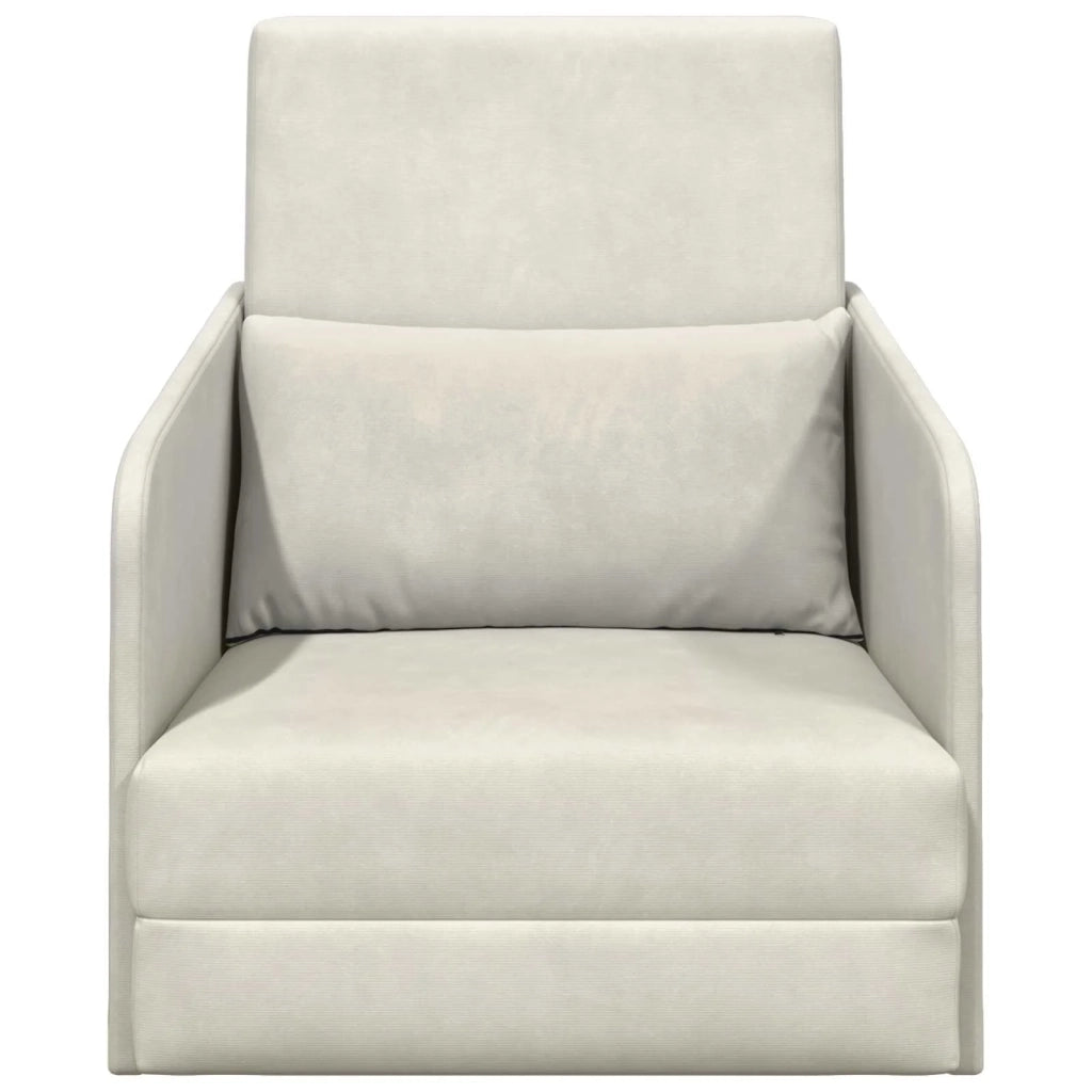 Divano letto | Sof¨¤ letto | Letto singolo Crema 65 x 80 x 83 cm Velluto