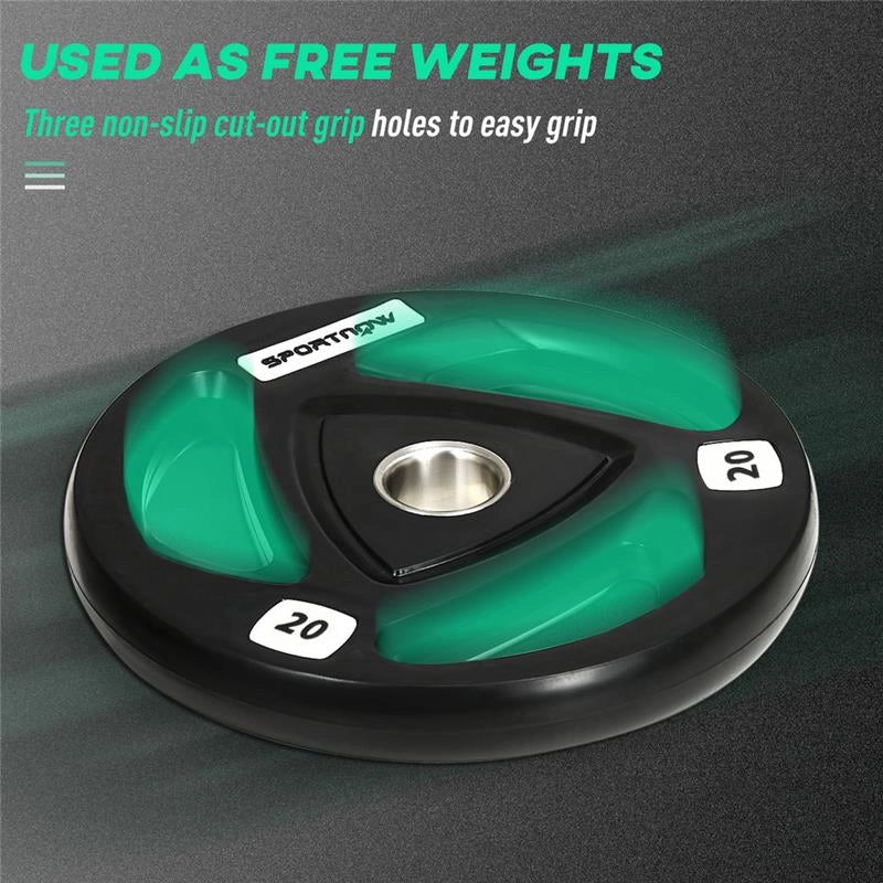 SET DI 2 DISCHI PESI IN ACCIAIO CON RIVESTIMENTO IN GOMMA PER BILANCIERE 20 KG