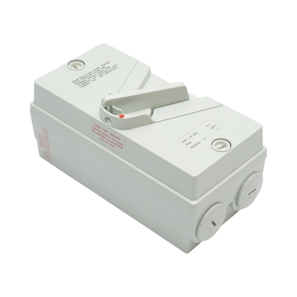Interruttore sezionatore ON/OFF 1P, 440 V CA, 35 A con protezione IP66