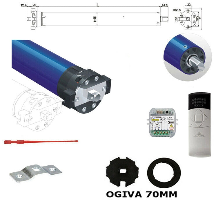 Kit automazione per tende da sole motore 50Nm 100kg + centralina + telecomando
