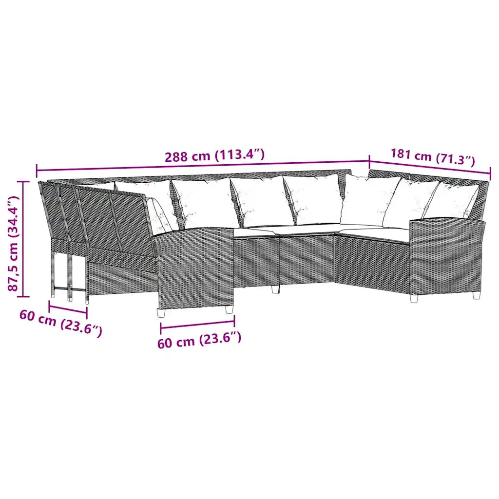 Divano da Giardino con Cuscini in Polyrattan Grigio Chiaro 3365334