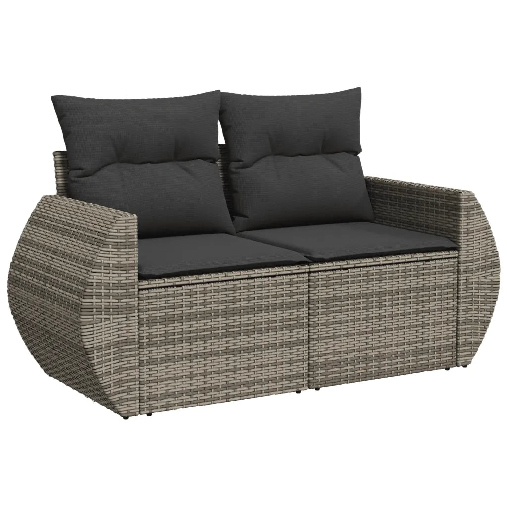 Set Divano da Giardino 9 pz con Cuscini Grigio in Polyrattan 3221839