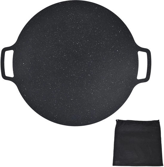 Piatto Grill a Cottura - Superficie Preincisa - Anticarbonizzazione - Riscaldamento Uniforme - Ideale per Carne/Gamberi - Diametro 30cm - Piastra Grill