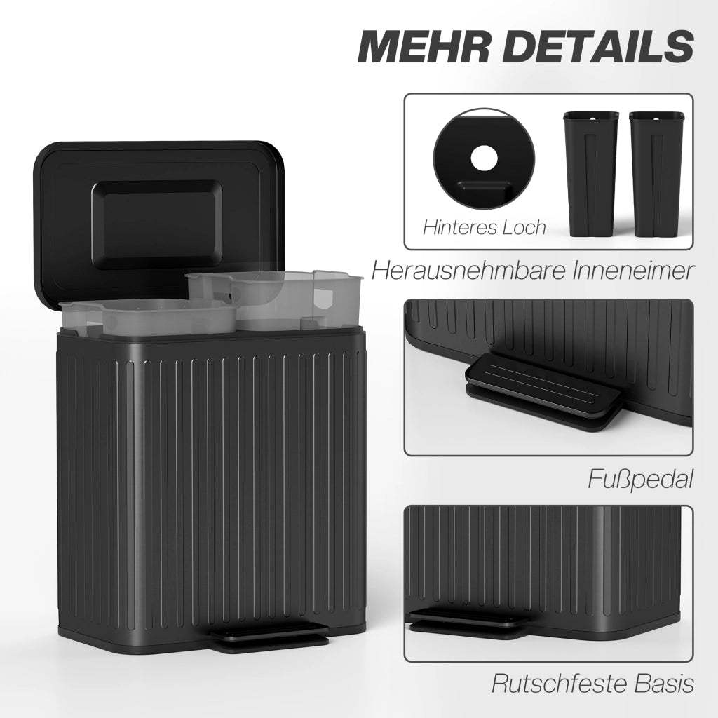 Pattumiera da Cucina ¨C Xylo ¨C 2x20L con Pedale, Nero