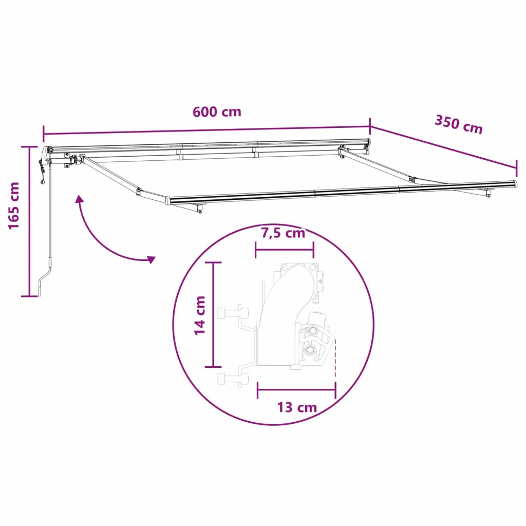 Tenda retrattile Tortora 600 × 350 cm Tessuto e Alluminio 3426503
