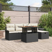 Set Divano da Giardino con cuscino 6 pcs Nero polyrattan 3359904