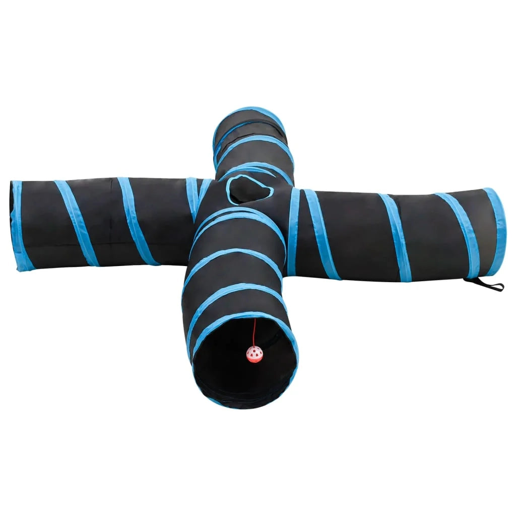 Tunnel per gatti a 4 vie 25 cm poliestere nero e blu 02_0005139