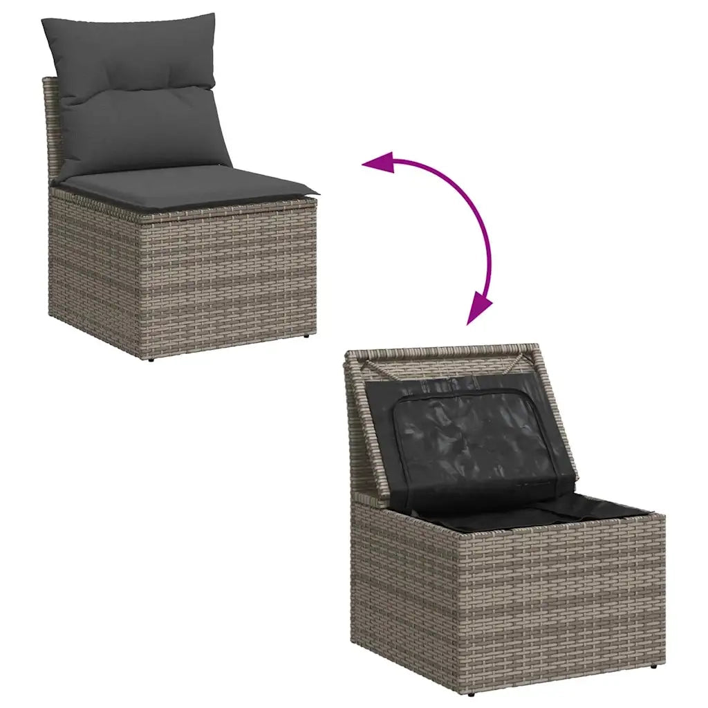 Set Divano da Giardino con cuscino 5 pcs Grigio Poly Rattan 3360390