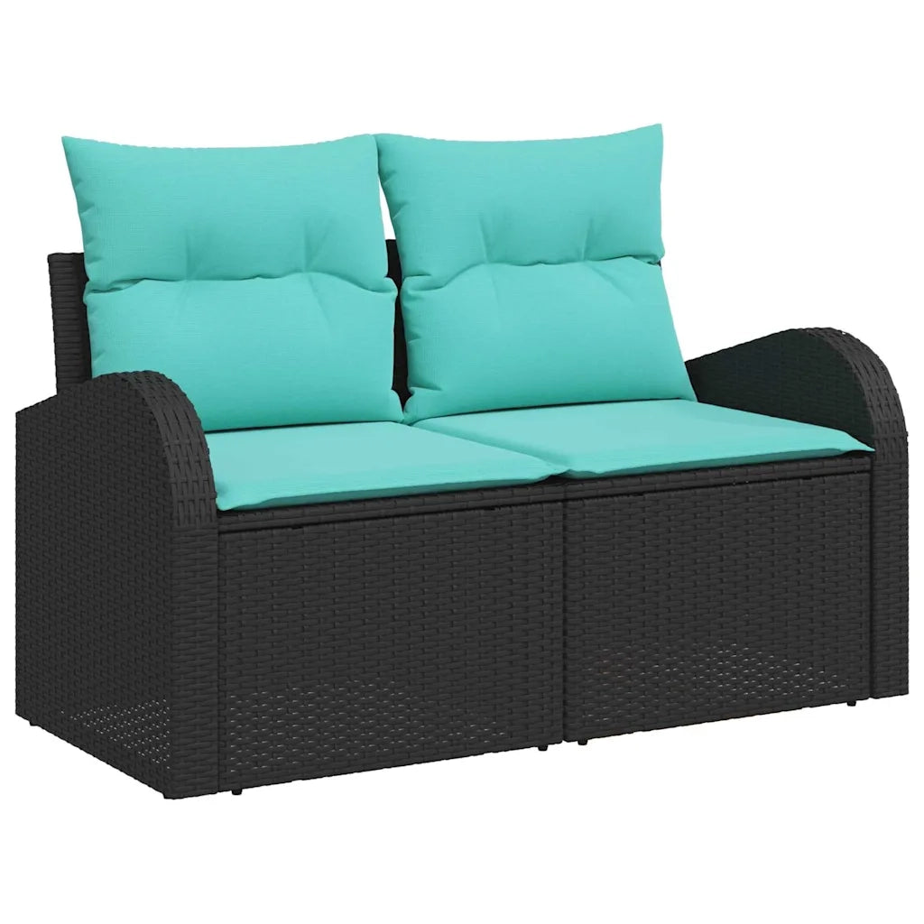 Set di divani con cuscino 7 pcs Nero e Turchese polyrattan 3354805