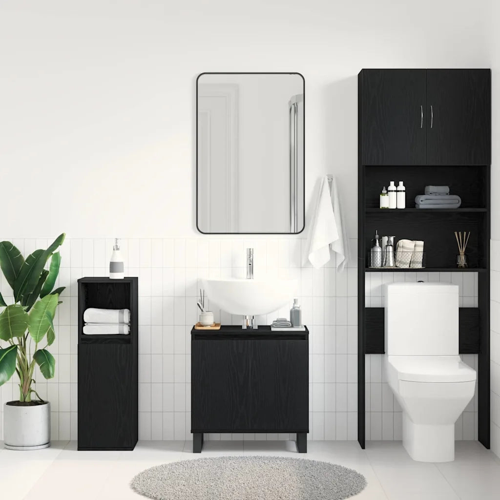 Armadio per Lavabo da Bagno Rovere Nero 58 x 33 x 60 cm 862889