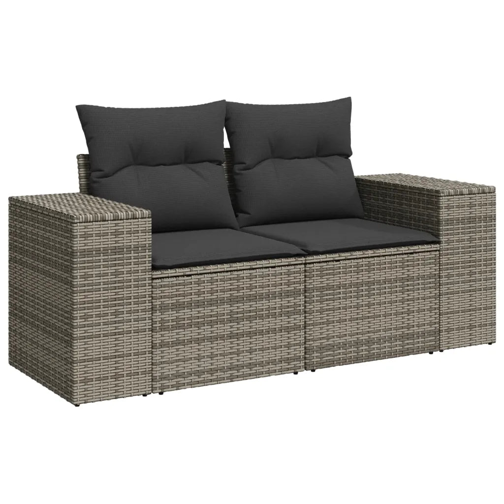 Set Divani da Giardino 4 pz con Cuscini in Polyrattan Grigio 3222279