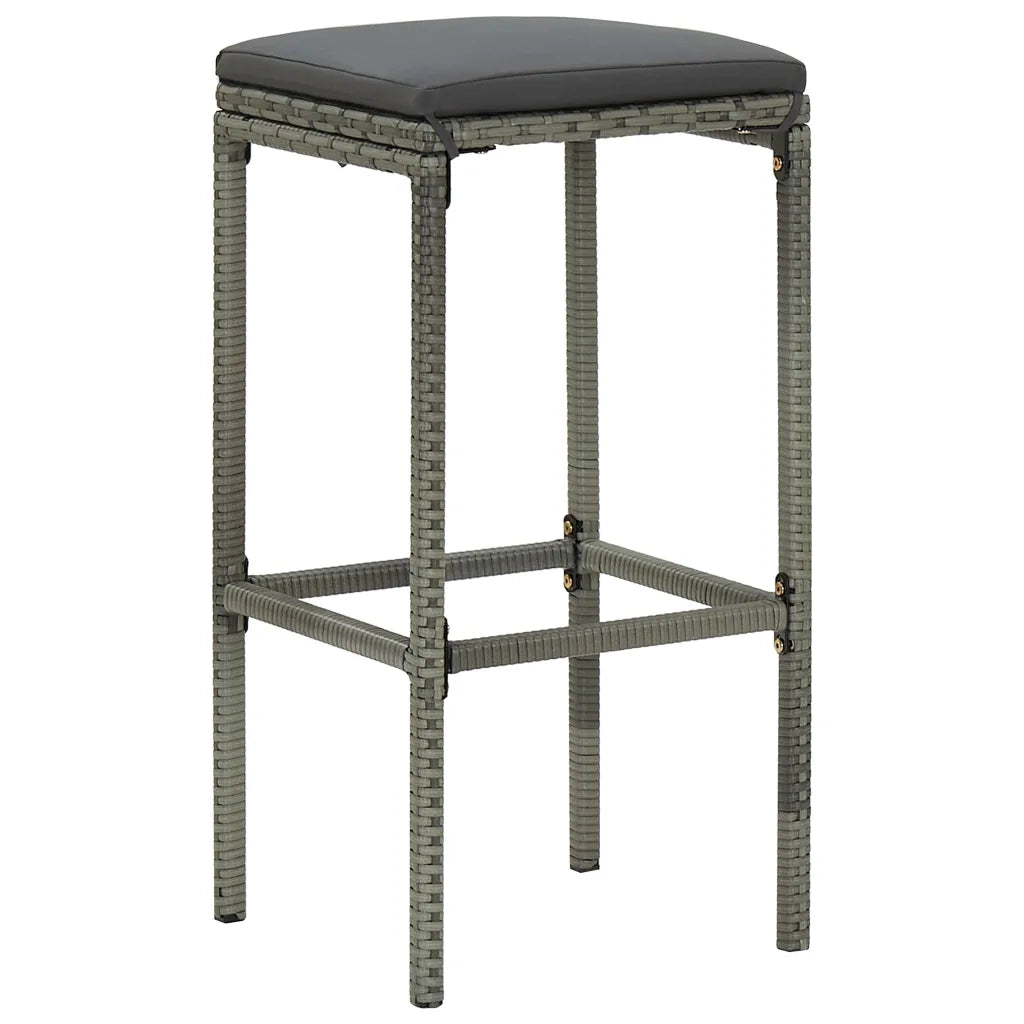 Set Bar da Giardino 3 pz con Cuscini in Polyrattan Grigio 3064849