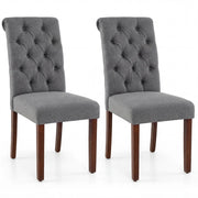 Set di 2 sedie imbottite da cucina cuscino comodo e gambe in legno, Sedia sala da pranzo con schienale alto massello Grigio