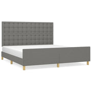 Letto matrimoniale | Letto per adulti | Giroletto con Testiera Grigio Scuro 180x200 cm in Tessuto