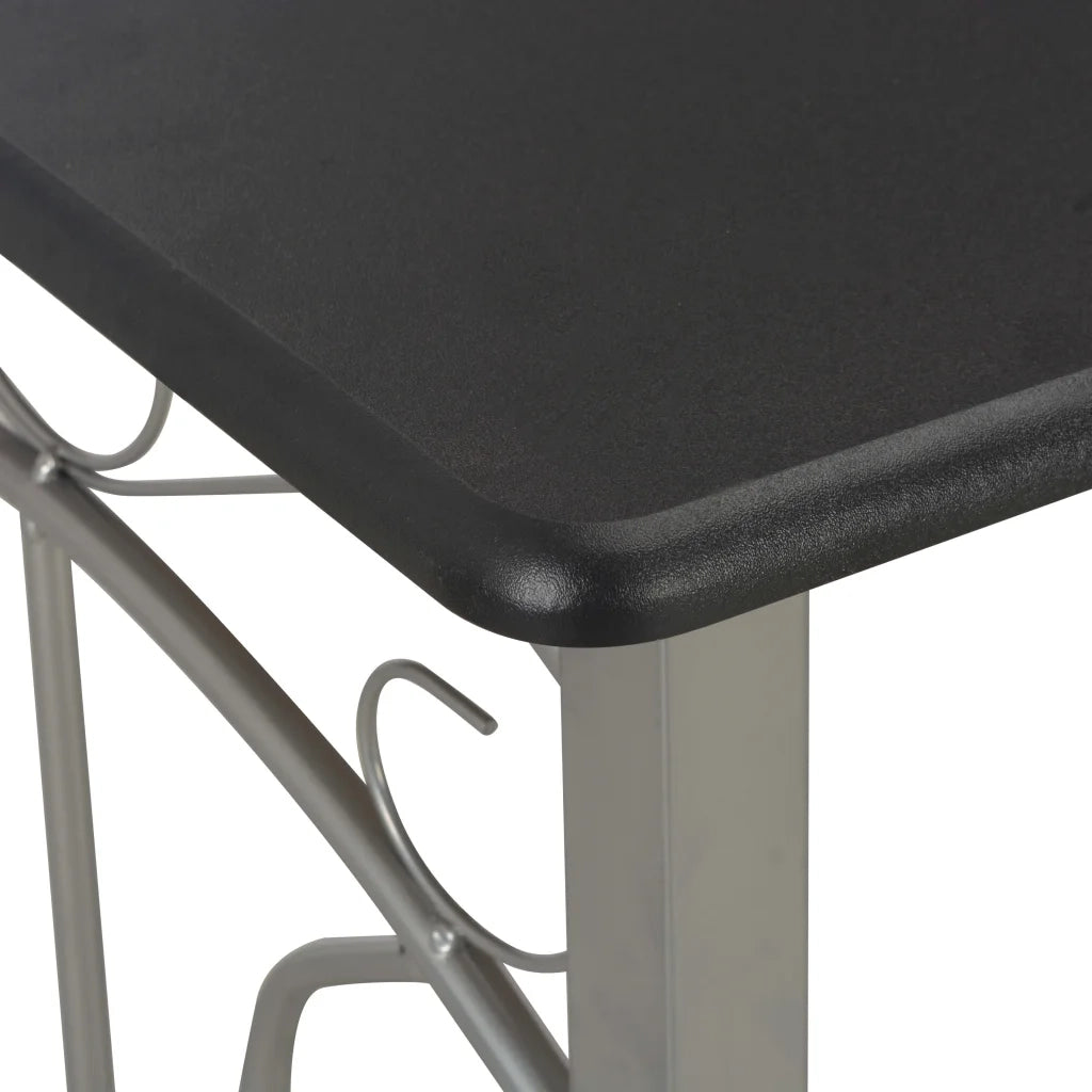 Set da Bar 3 pz in Legno e Acciaio Nero 284396