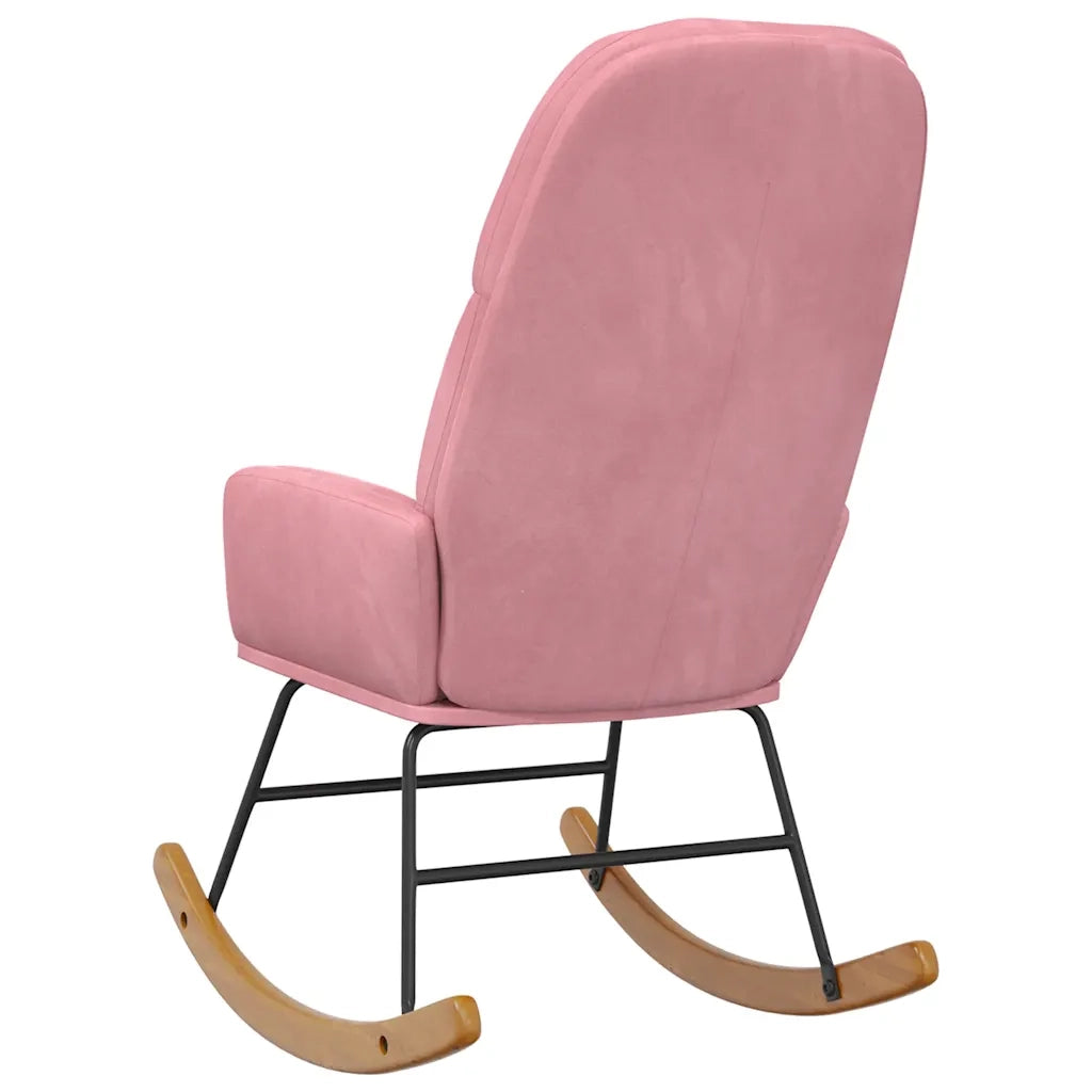 Sedia a Dondolo Rosa in Velluto