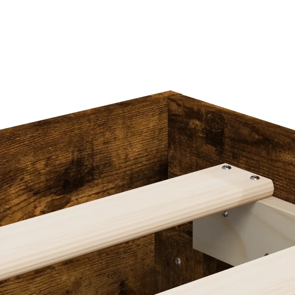 Giroletto con Cassetti-Struttura Letto con contenitore Rovere Fumo 120x190 cm Legno Multistrato 188739