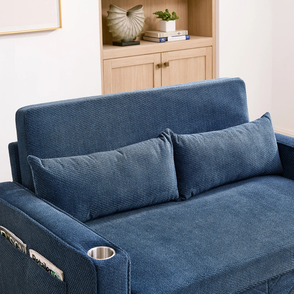 Divano Letto 2 Posti con USB ¨C Xylo ¨C Blu, Trasformabile