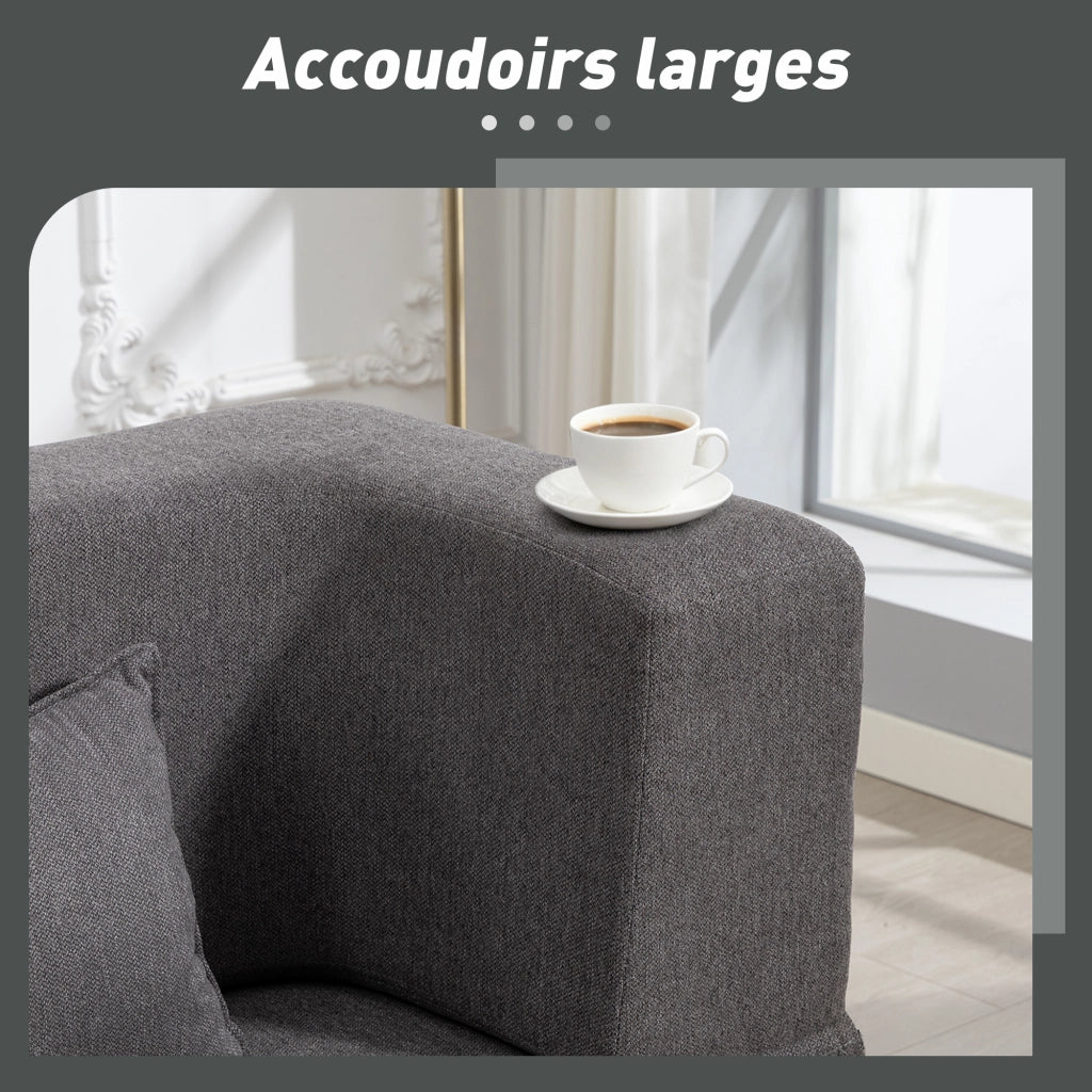 Divano letto 2 posti in chenille ¨C Zephmum ¨C Grigio