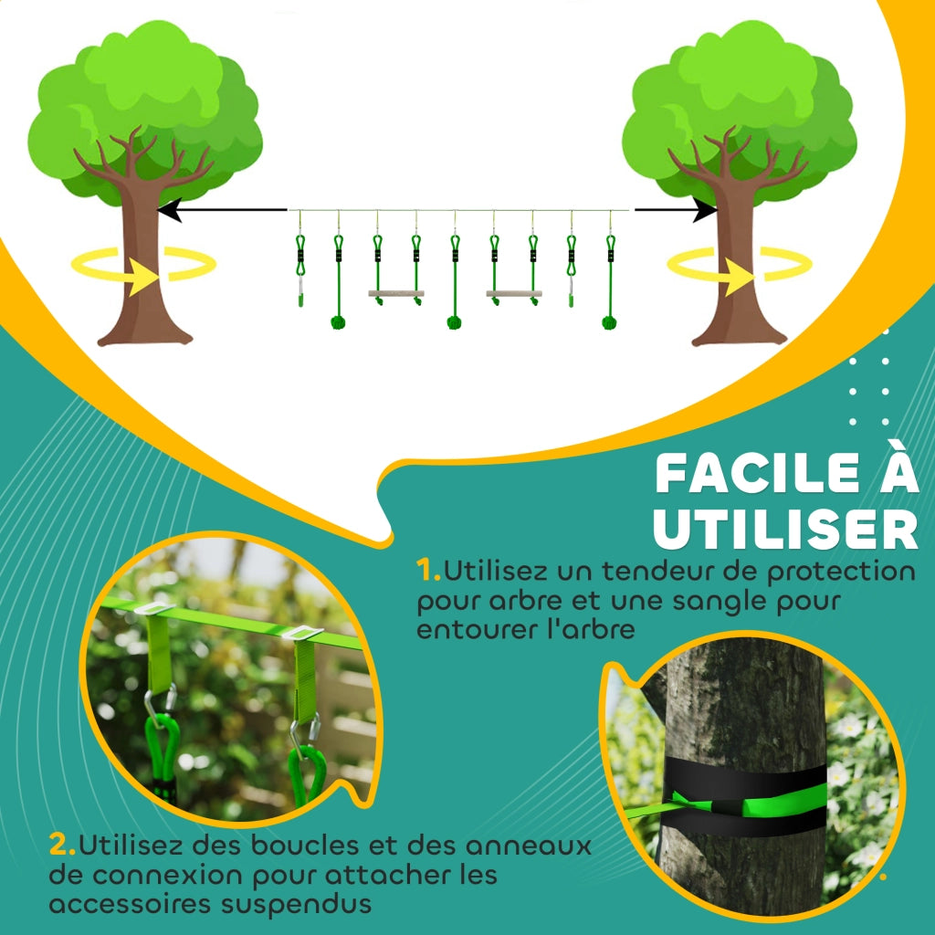 Set Parcours Ninja per Bambini 10m ¨C Minimal ¨C Verde
