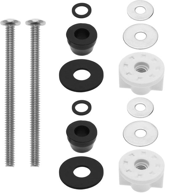 Kit di installazione per toilet brillo - Set di viti di sostituzione - Acciaio inossidabile/Rubbero - Installazione semplice - M6 - affidabile e duraturo - Kit di fissaggio per toilet brillo
