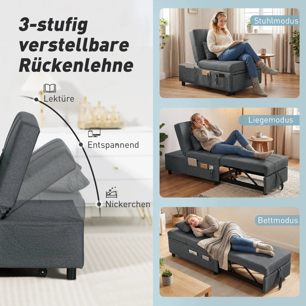 Divano letto imbottito ¨C Zephmum ¨C Grigio