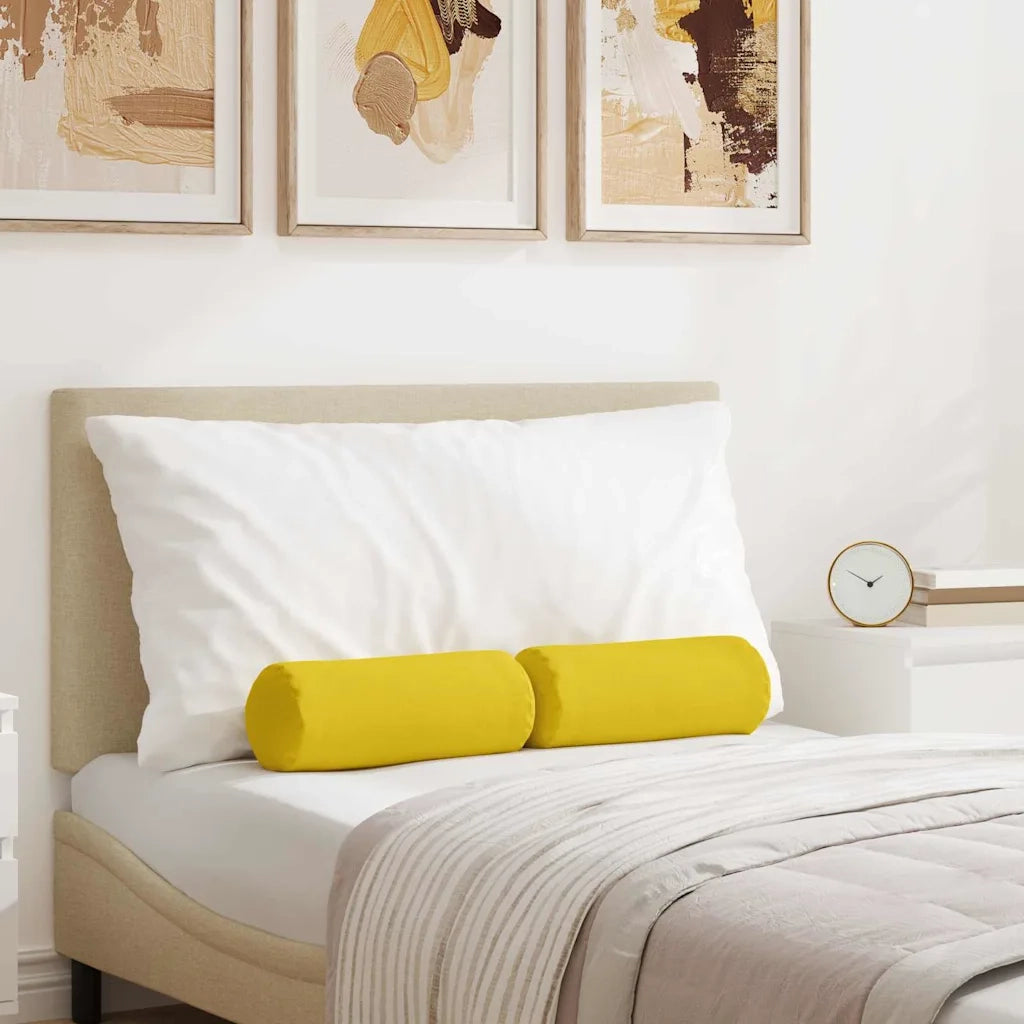 Cuscini a rullo 2 pcs Giallo Chiaro Ø 15 x 40 cm Tessuto 42014277