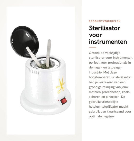 Sterilisatore per strumenti - Sterilizzatore ad alta temperatura - Bianco - Sterilizzatore ad aria calda - Adatto per articoli da nail e tattoo