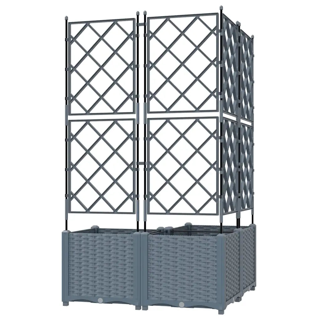 Vaso da giardino 3 pz-Set di 3 Fioriera da Esterno-Contenitore per Piante Grigio Chiaro 80 x 80 x 143 cm Acciaio