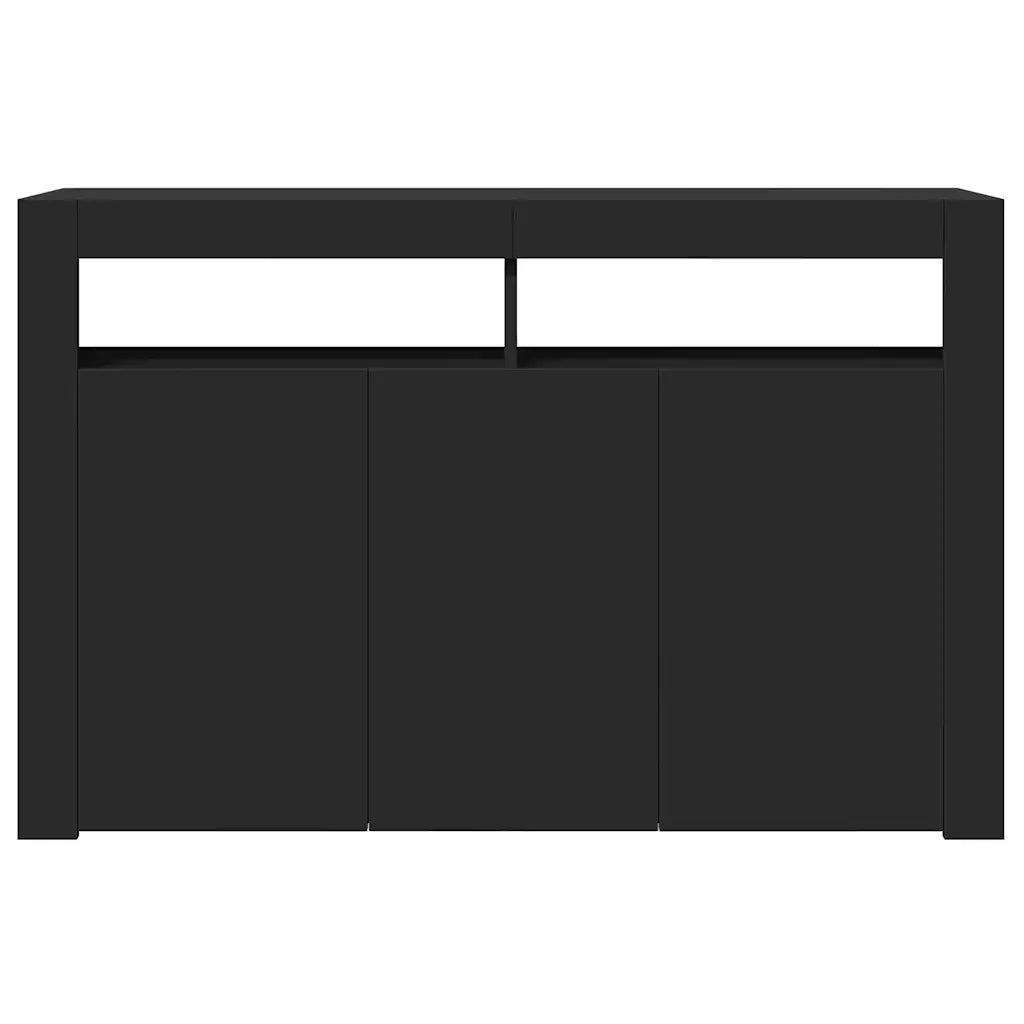 Credenza con Luci LED Nera 115,5x30x75 cm 804338