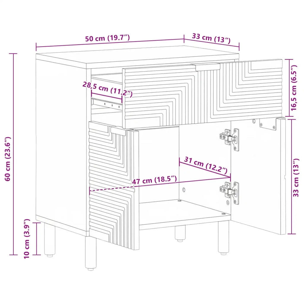 Armadio da Notte con cassetto Marrone 50 x 33 x 60 cm 4017767