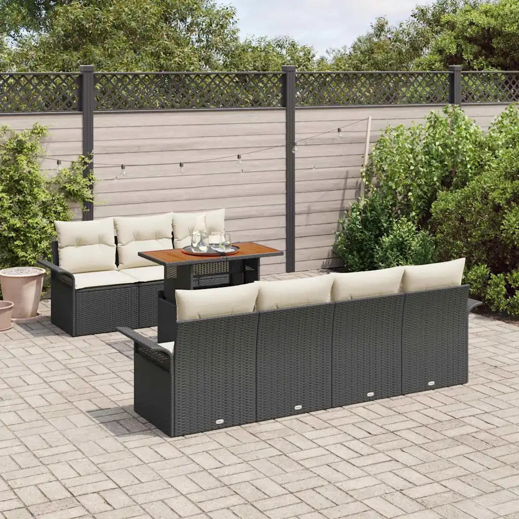 Set Divano da Giardino con archiviazione 8 pcs Nero Poly Rattan 3358028